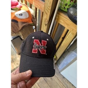 Vintage Nebraska Huskers Black Embroidered Logo Cap Adjustable Rare 90's